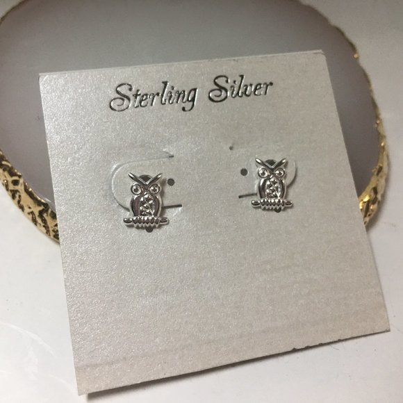 Sterling Silver Owl Stud Earrings NWT Witchy - Picture 2 of 3